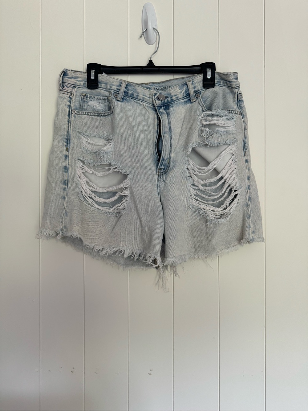 American Eagle Outfitters Light Blue Distressed Denim Shorts